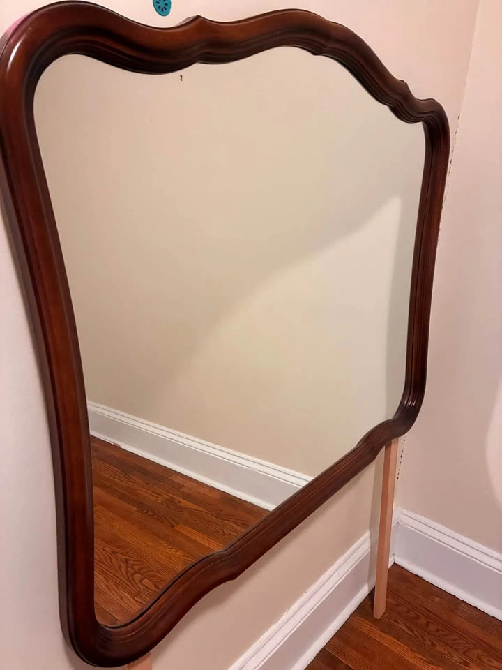 Antique wood frame mirror - photo 2