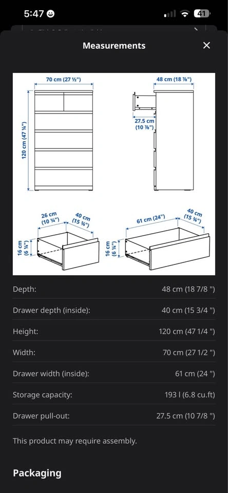 IKEA STORKLINTA 6-Drawer Dresser – Dark Brown/Oak Effect - photo 4