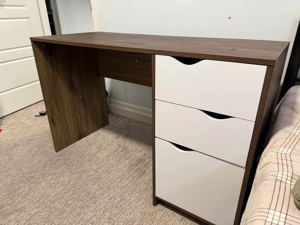 Modern Wood and White Computer Desk - photo 3