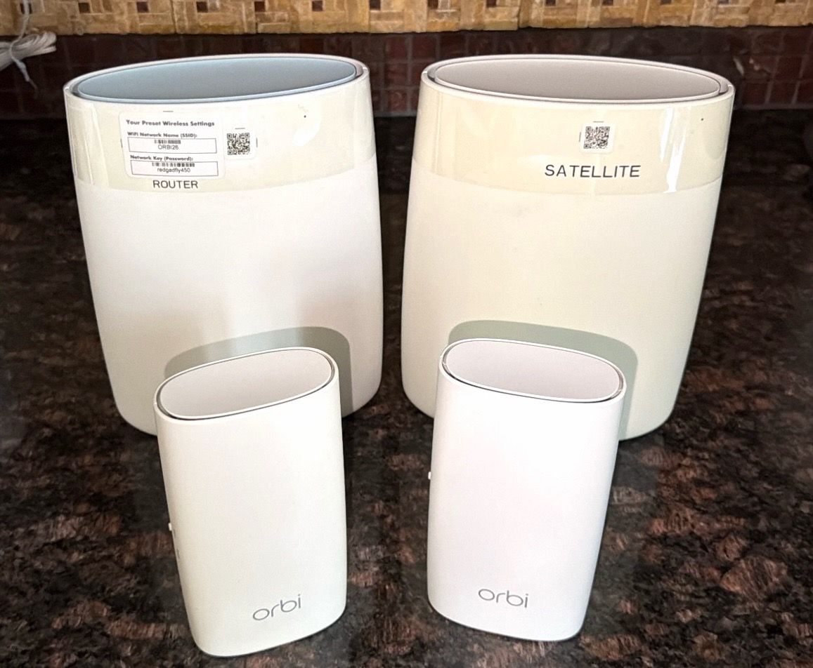Netgear Orbi Mesh System: RBR50 Router, RBS50 & 2 RBW30 Plugs