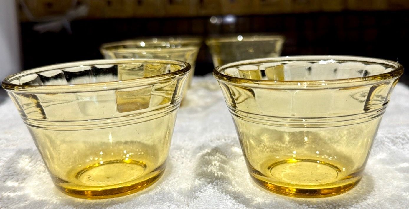 Fortecrisa Mexico 1950s Set of 9 Amber Gold Glass Custard Cups - photo 2
