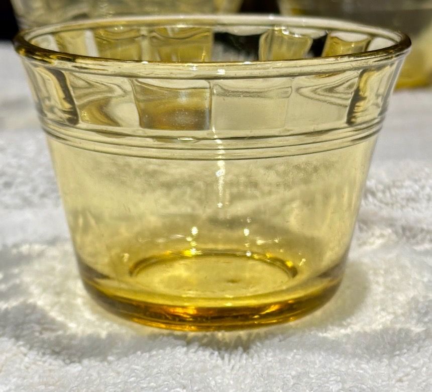 Fortecrisa Mexico 1950s Set of 9 Amber Gold Glass Custard Cups - photo 5
