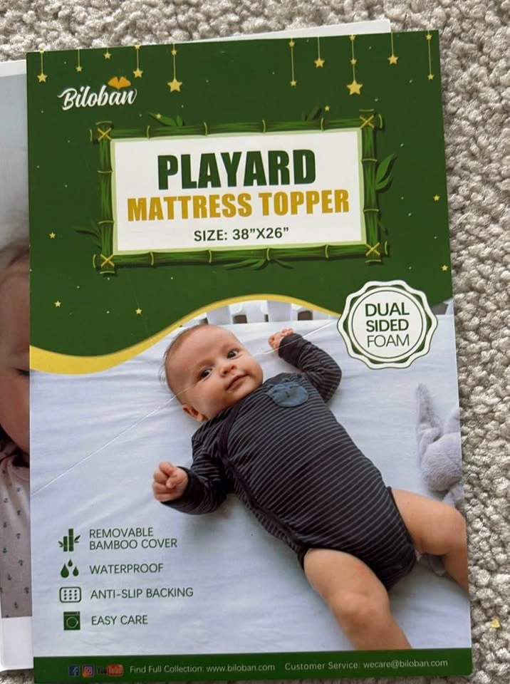 Biloban Pack and Play Mattress Pad Topper, 38" x 26" - photo 3