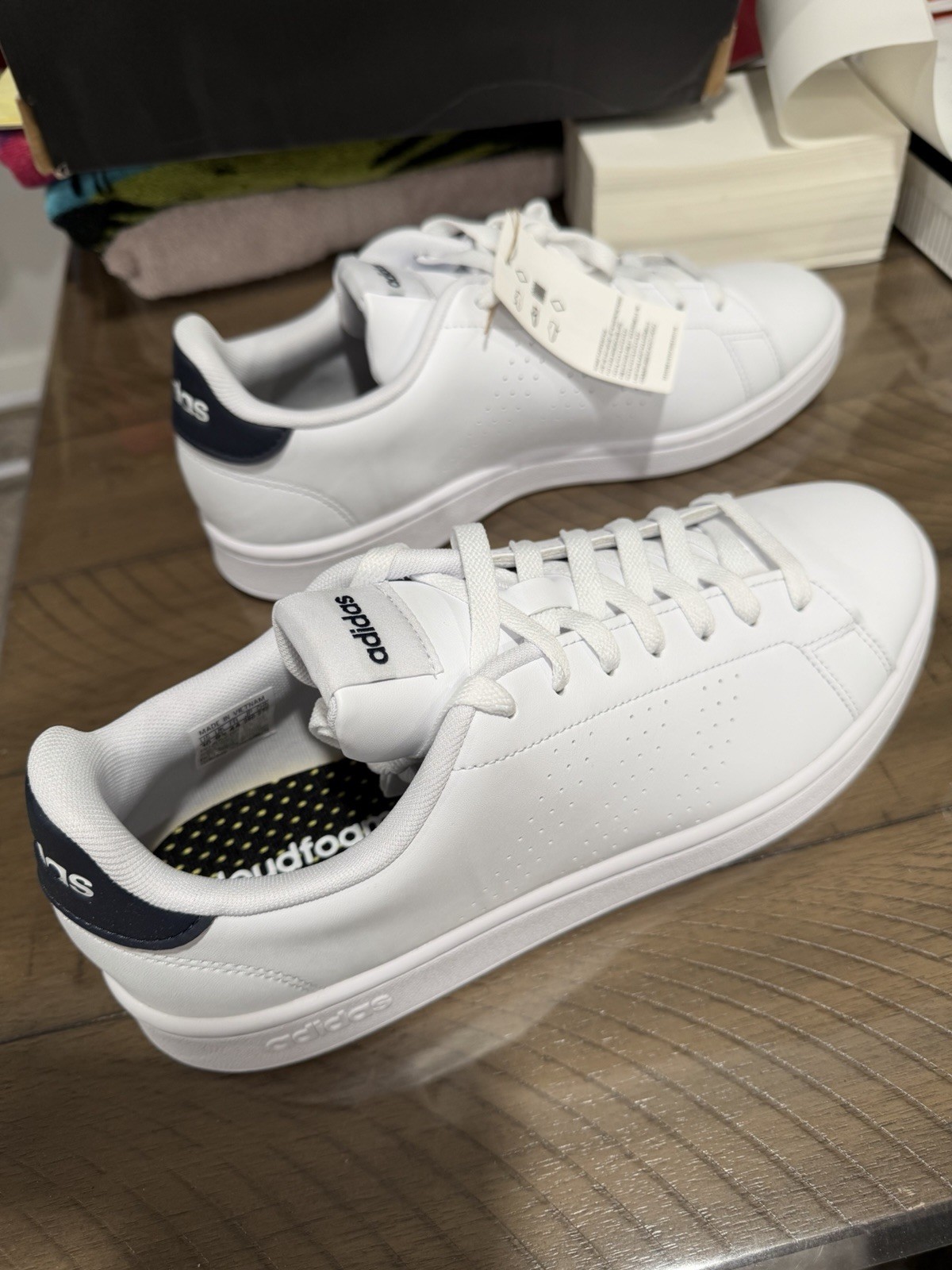 adidas Cloudfoam Advantage White/Navy Low Top Men’s Sneakers - photo 4