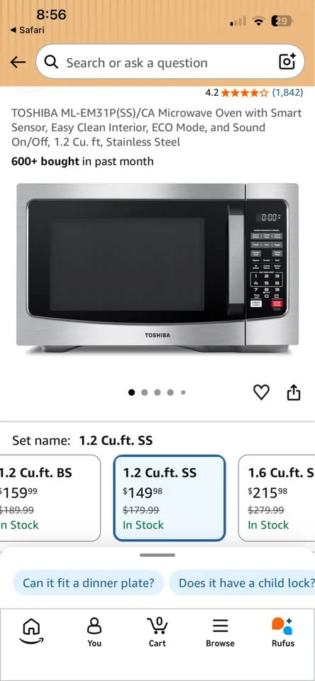 Toshiba stainless steel countertop microwave - photo 5