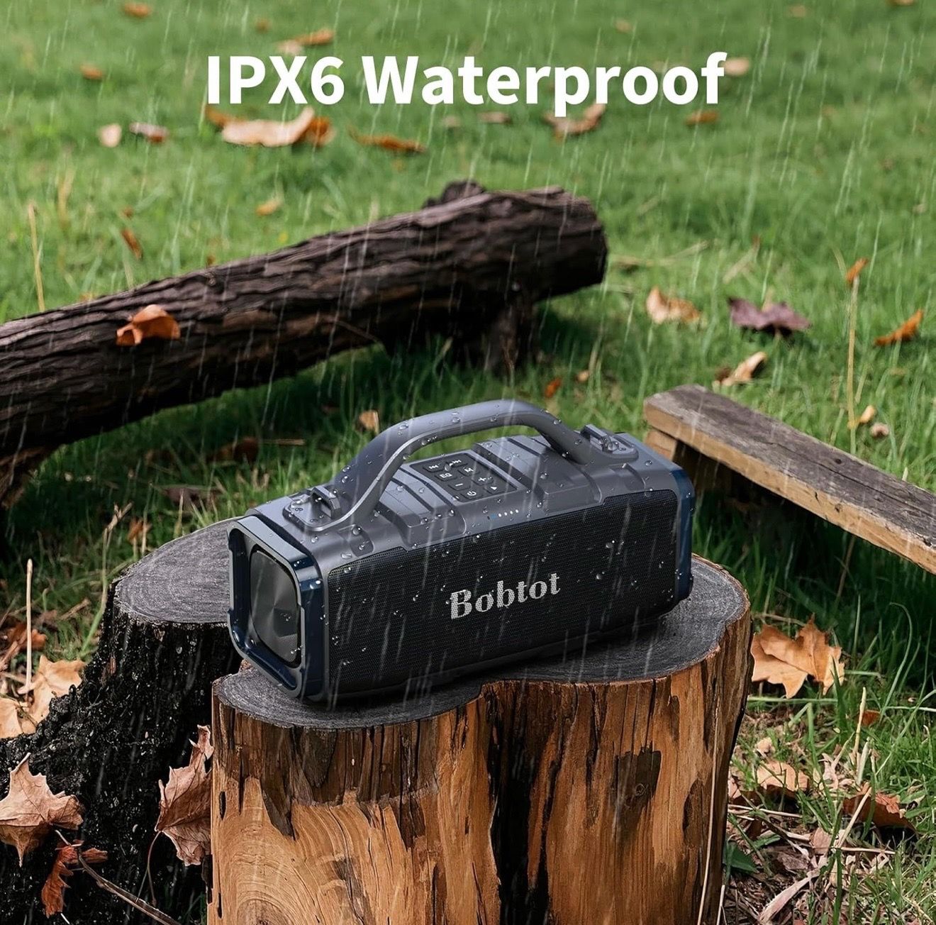 Bobtot Portable Bluetooth Speaker, 60W Peak, IPX6 Waterproof - photo 5