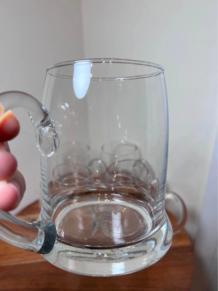 Set of 5 Crate & Barrel Glass Beer Mugs – Hand-Applied Handles - photo 5
