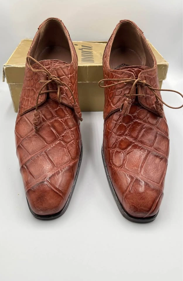 Mauri 1059 Durini Alligator Derby Shoes Cognac Brown - photo 2