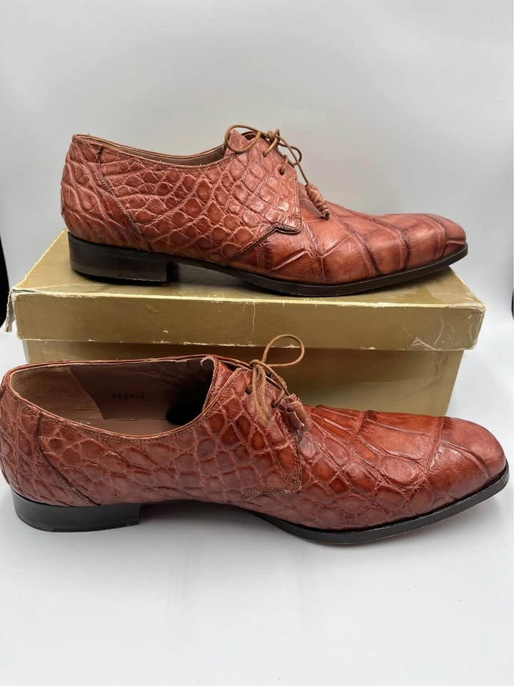 Mauri 1059 Durini Alligator Derby Shoes Cognac Brown - photo 3