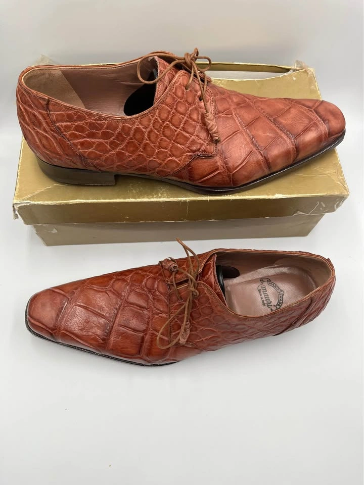 Mauri 1059 Durini Alligator Derby Shoes Cognac Brown - photo 4