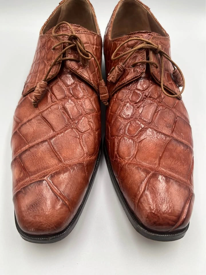 Mauri 1059 Durini Alligator Derby Shoes Cognac Brown - photo 5