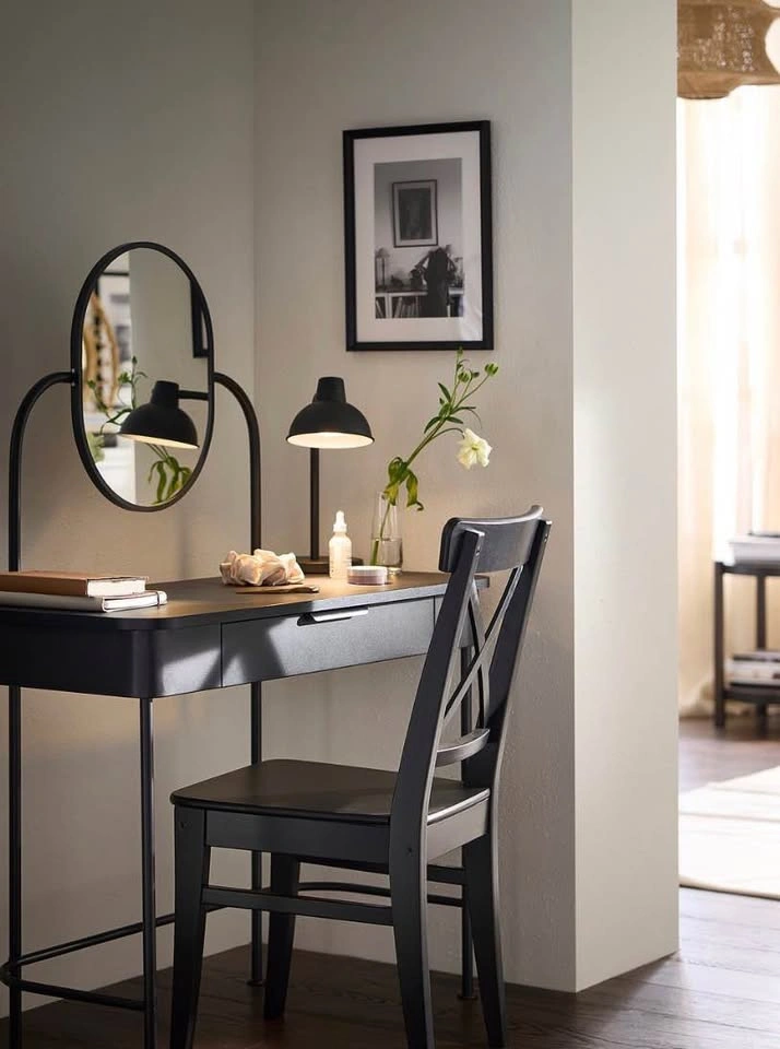 IKEA Vanity Desk w Mirror – Black Makeup Table, Small Modern Des - photo 5