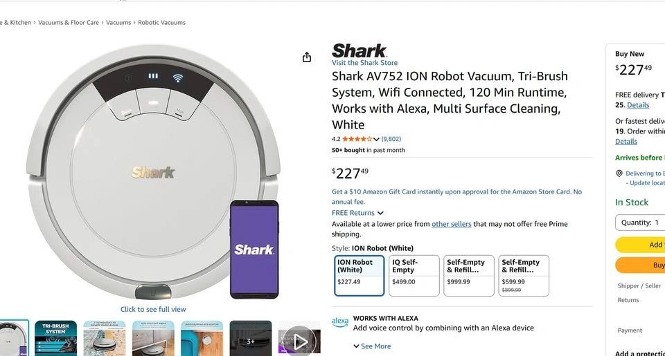 Shark ION Robot Vacuum AV752 – WiFi Connected – Brand New - photo 4