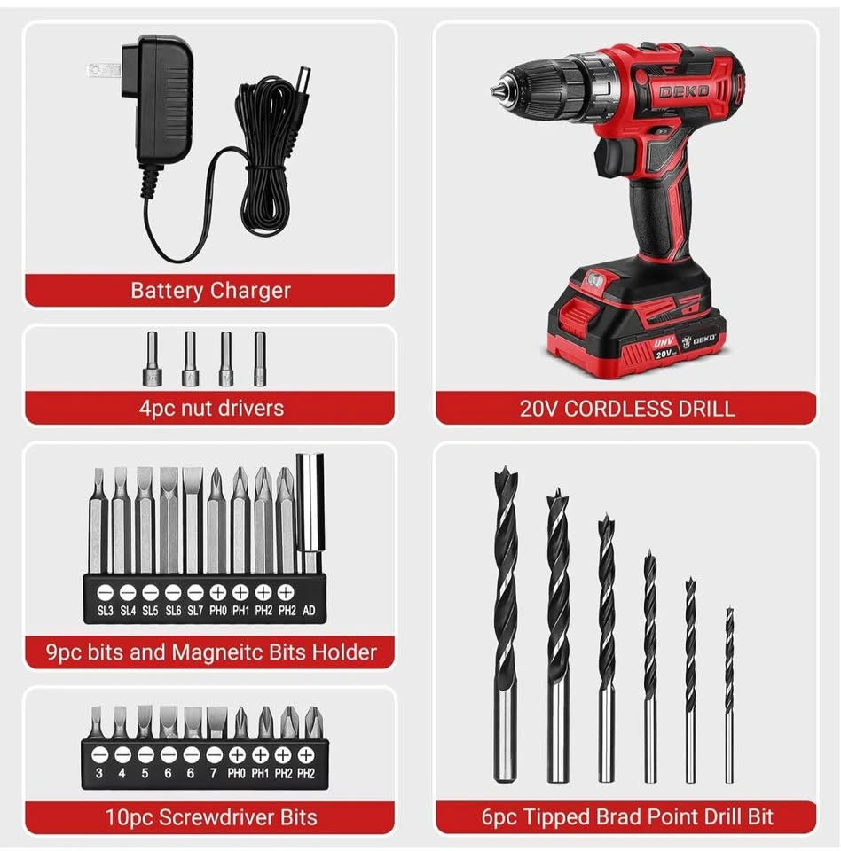DEKOPRO 20V Cordless Drill Driver Kit - Electric Power Drill - photo 5