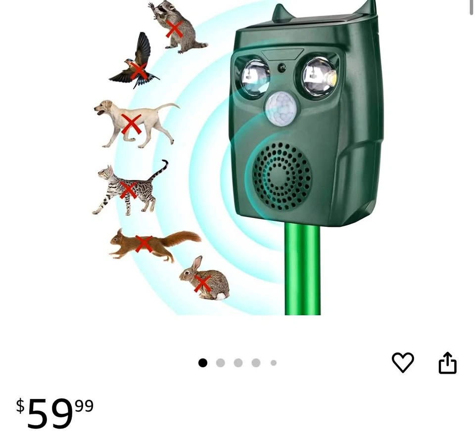 Solar Powered Ultrasonic Animal Deterrent with Motion Sensor