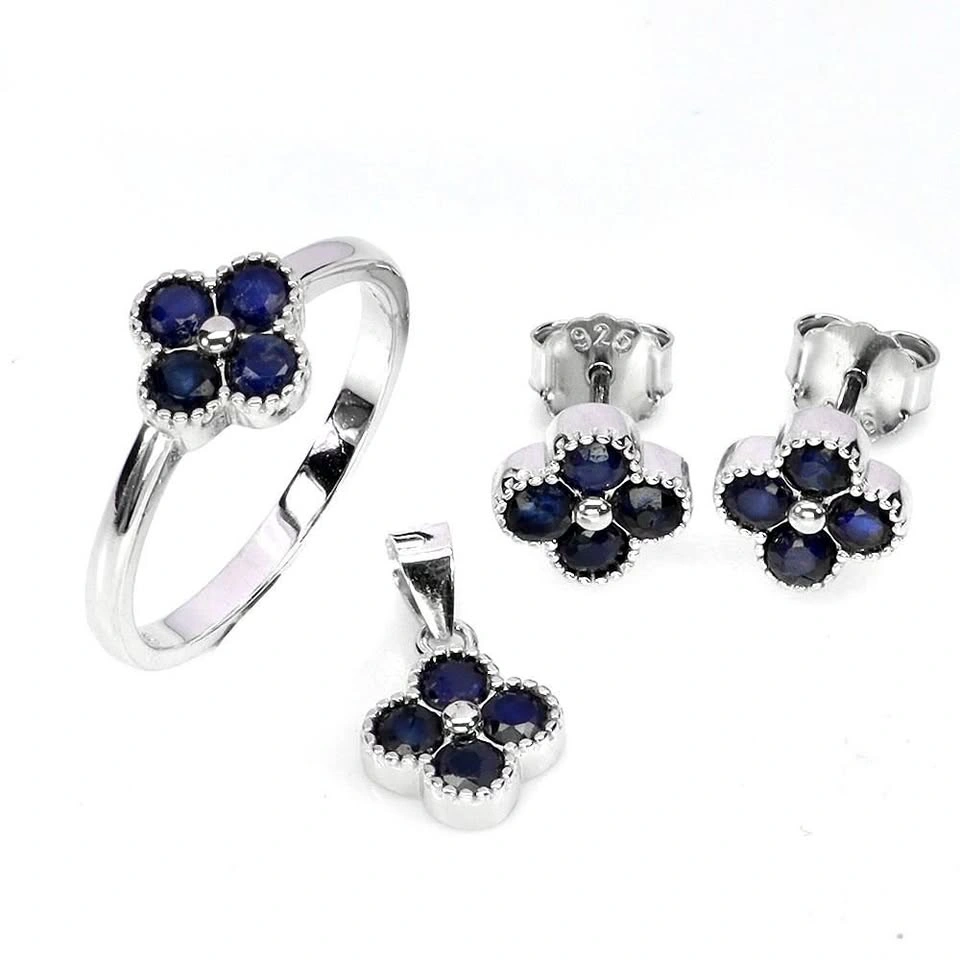 Brand New Black Sapphire Set (Ring, Earrings, Pendant) 14K/925