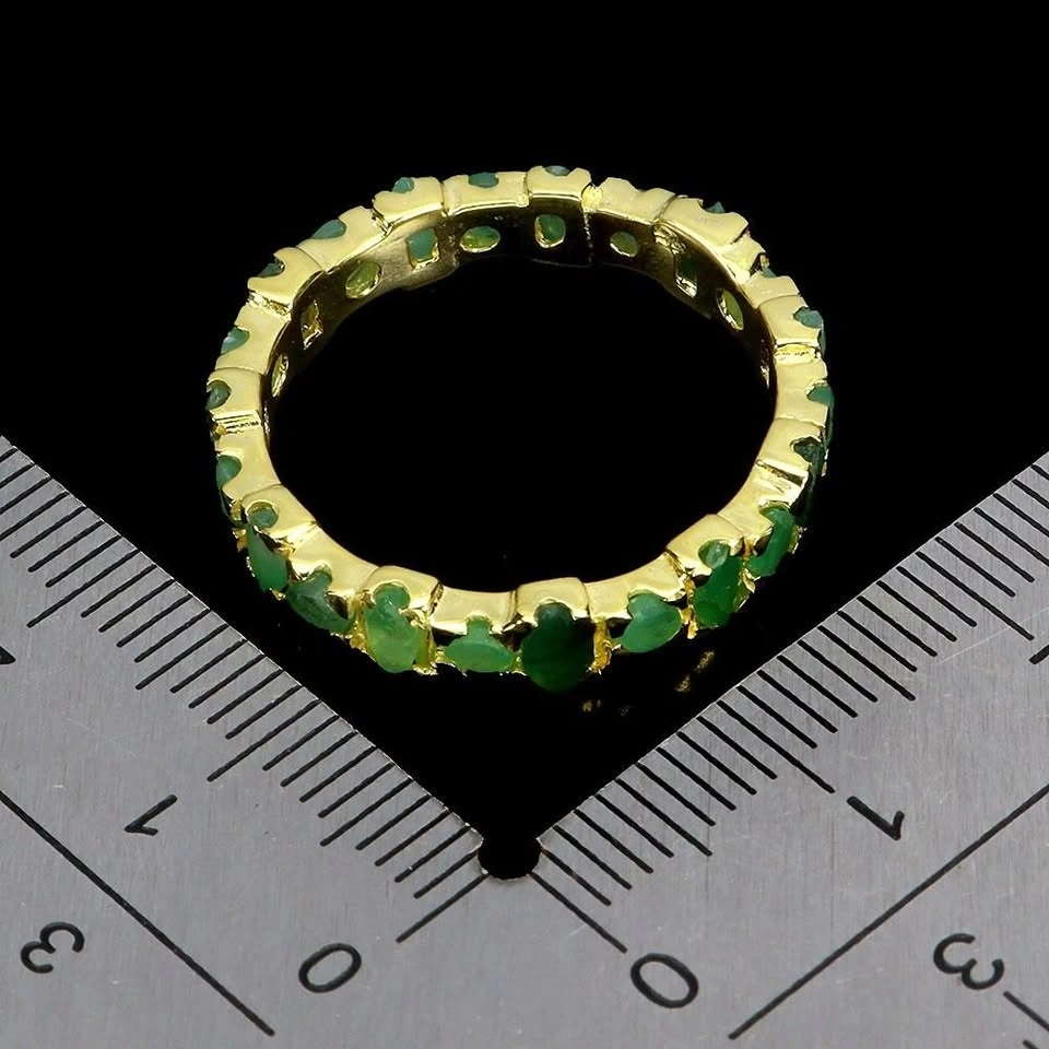 Marquise Cut Emerald Ring 14K Yellow Plated Gold over 925 Sterli - photo 3