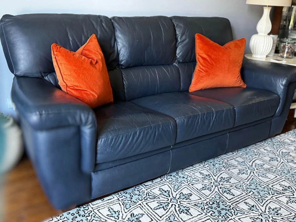 Marshall Field’s Maxine Sofa - Navy Blue Protected Leather - photo 2