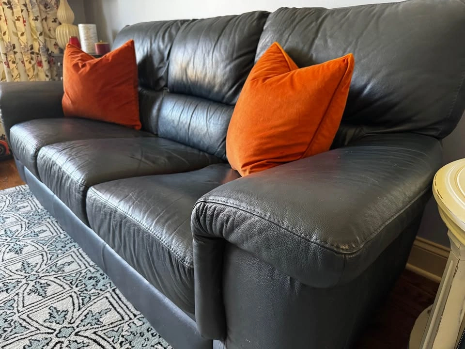 Marshall Field’s Maxine Sofa - Navy Blue Protected Leather - photo 3