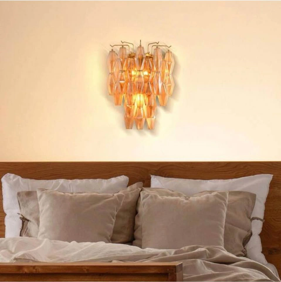 NEW PUYRNF 3-Light Gold Wall Sconce – Amber Glass - photo 3