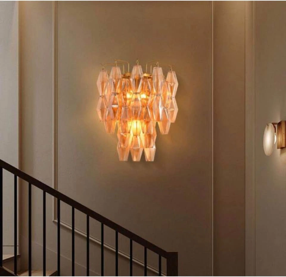 NEW PUYRNF 3-Light Gold Wall Sconce – Amber Glass