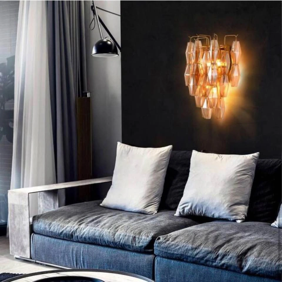 NEW PUYRNF 3-Light Gold Wall Sconce – Amber Glass - photo 5