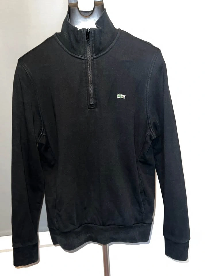 Lacoste 1/4 Zip Black Medium (Fits like a Small)
