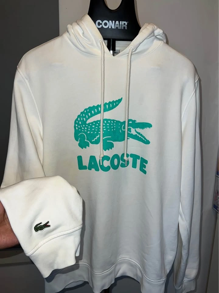 White Lacoste Hoodie Size M - photo 2