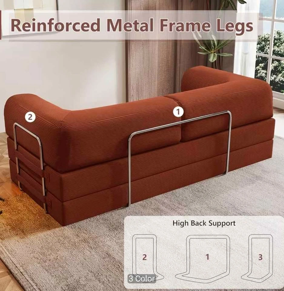 Brand new 79" 4-in-1 Folding Sofa Bed - Orange - photo 2