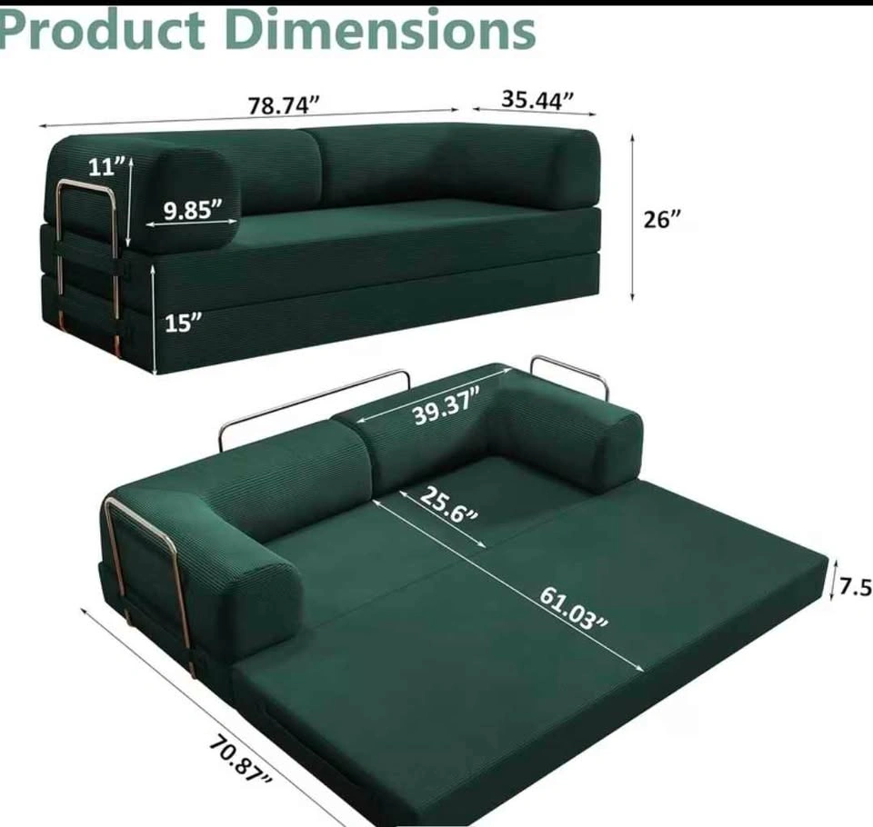 Brand new 79" 4-in-1 Folding Sofa Bed - Orange - photo 3