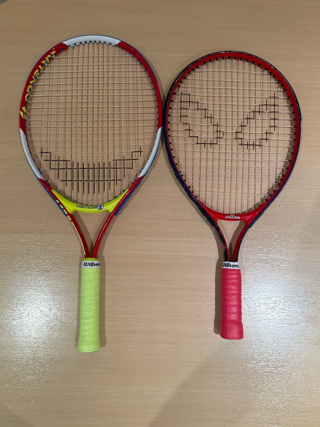 Wilson Spider-Man and Artengo Osmoz 23 Junior Tennis Rackets