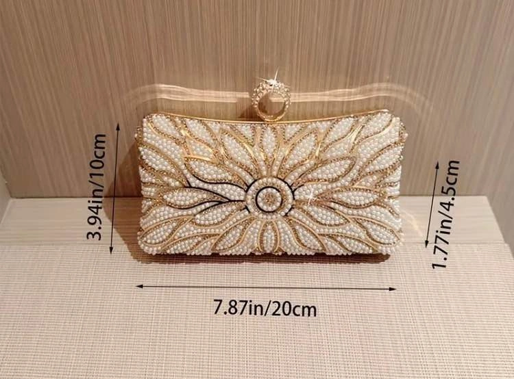 Brand New Luxury Pearl Flower Design Women Evening Party Bag - photo 2