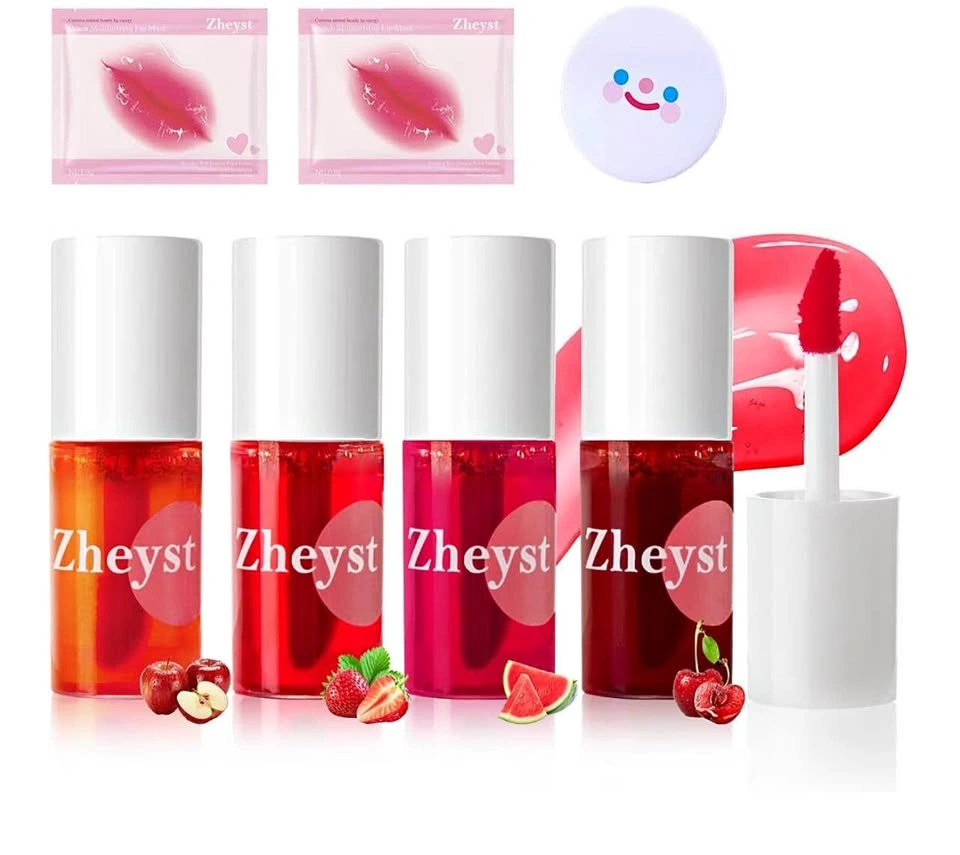 Lip Tint Korean Stain Set, 4 Colors with mirror and lip mask