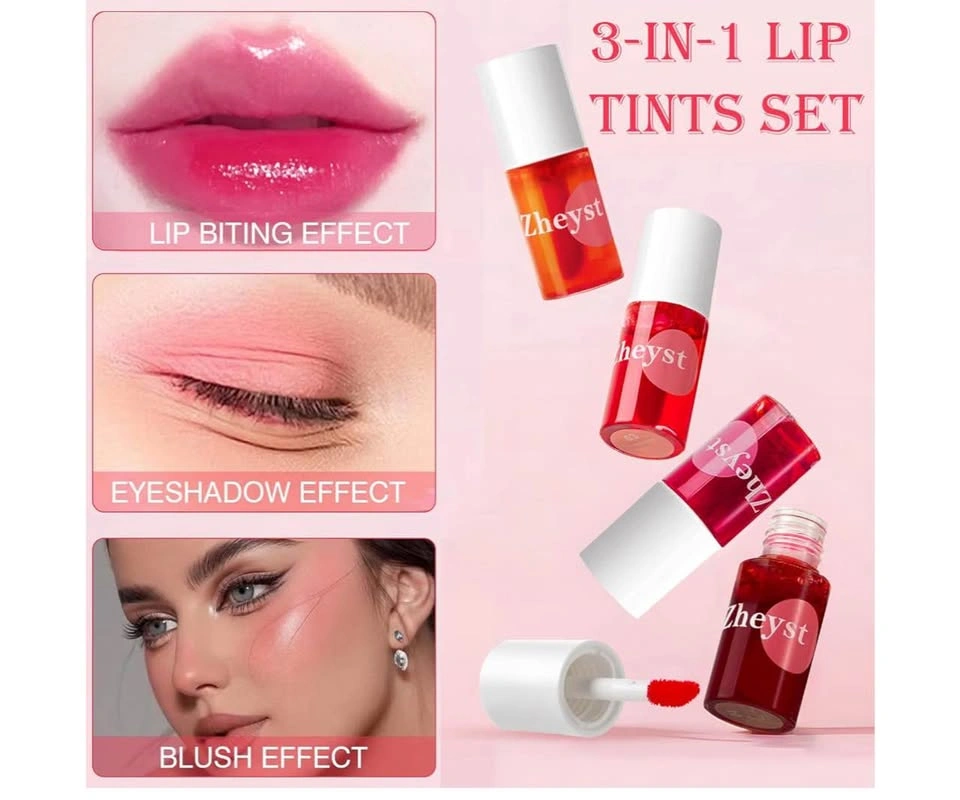 Lip Tint Korean Stain Set, 4 Colors with mirror and lip mask - photo 2