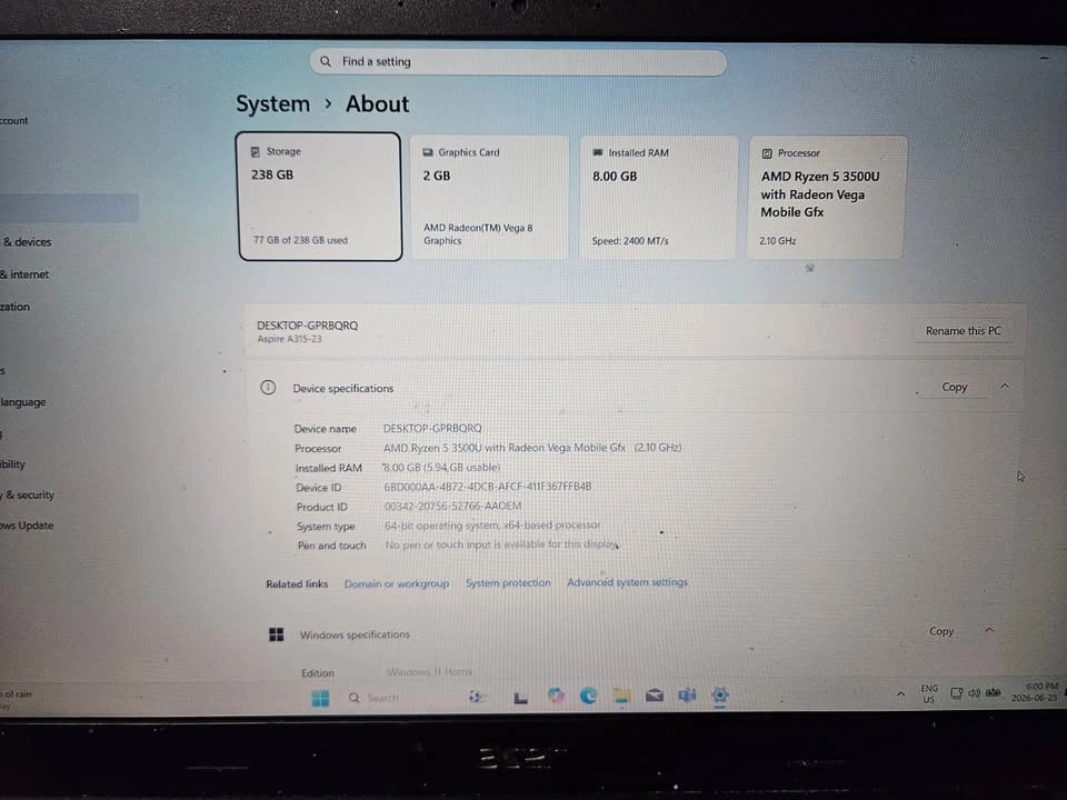 Acer Aspire 3 — AMD Ryzen 5 / 8GB RAM / 256GB SSD / Win 11 - photo 3