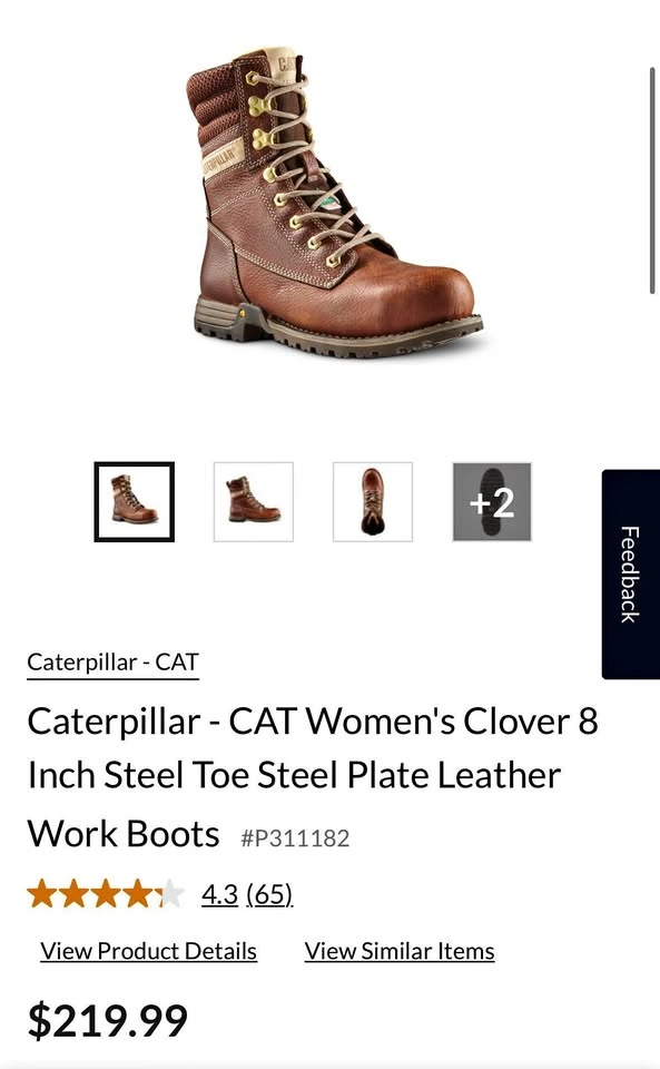 Women CAT Steel Toe Work Boot - Size 9