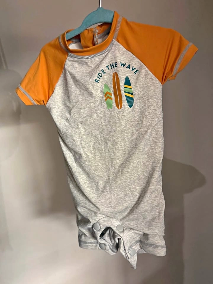 Adorable “Ride the Wave” Bathing Suit (Size 12M)