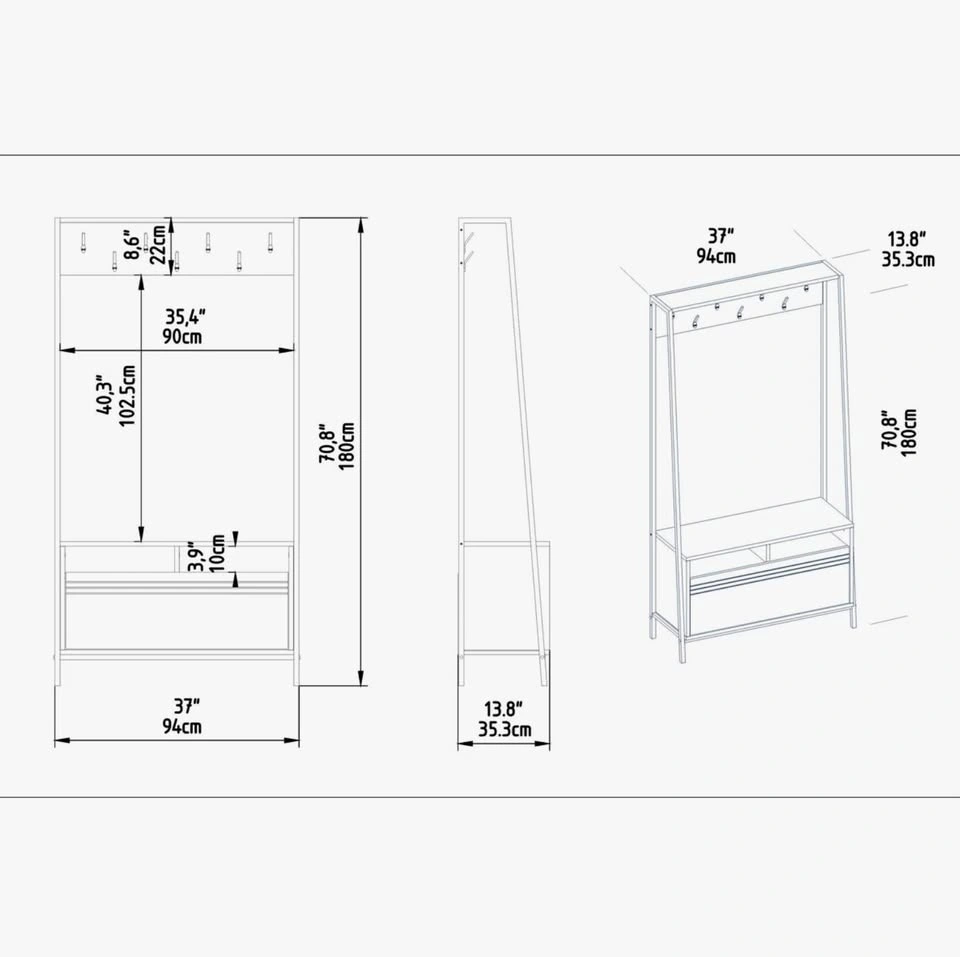 Cesarea Hall Tree with Bench and Shoe Storage - photo 5