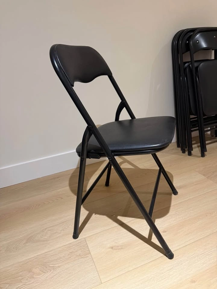 Set of 6 Black Padded Folding Chairs – Excellent Condition - photo 2
