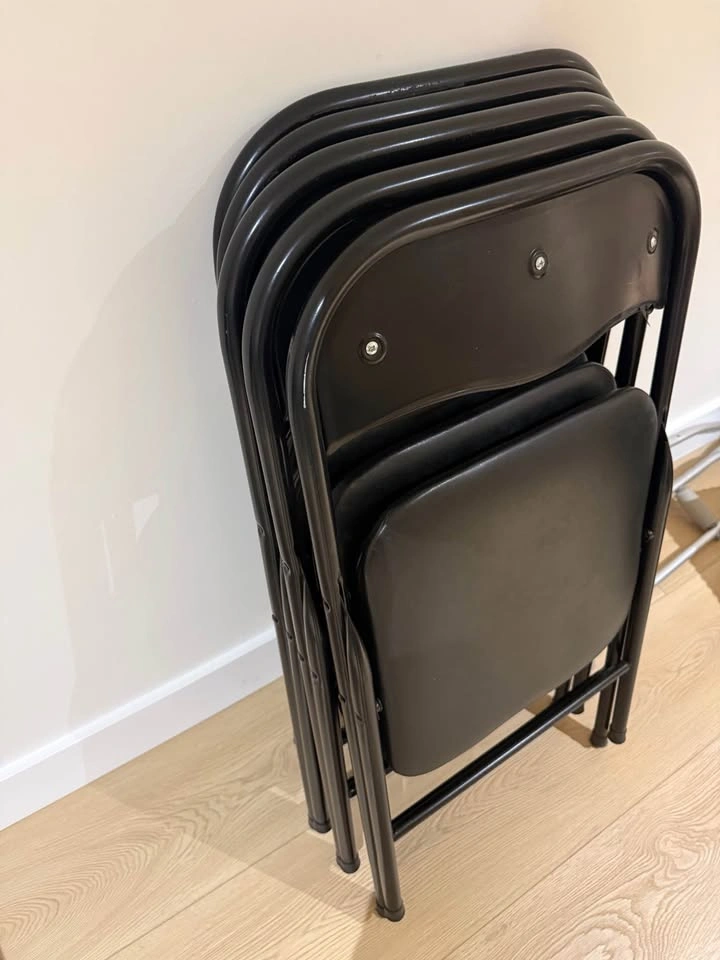 Set of 6 Black Padded Folding Chairs – Excellent Condition - photo 3