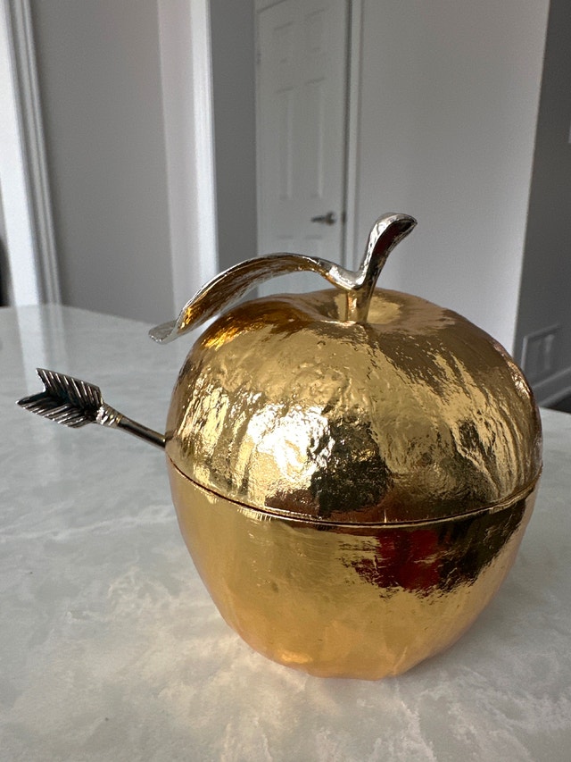 Michael Aram Goldtone Apple Honey Pot with Spoon - photo 3