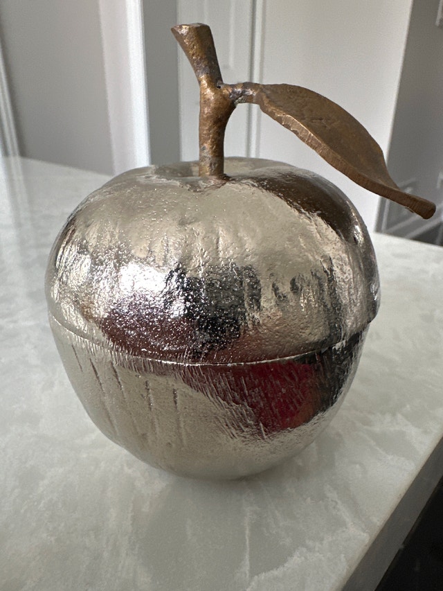 Silver Plated VTG Apple Honey Jar Enamel Interior With Spoon - photo 4