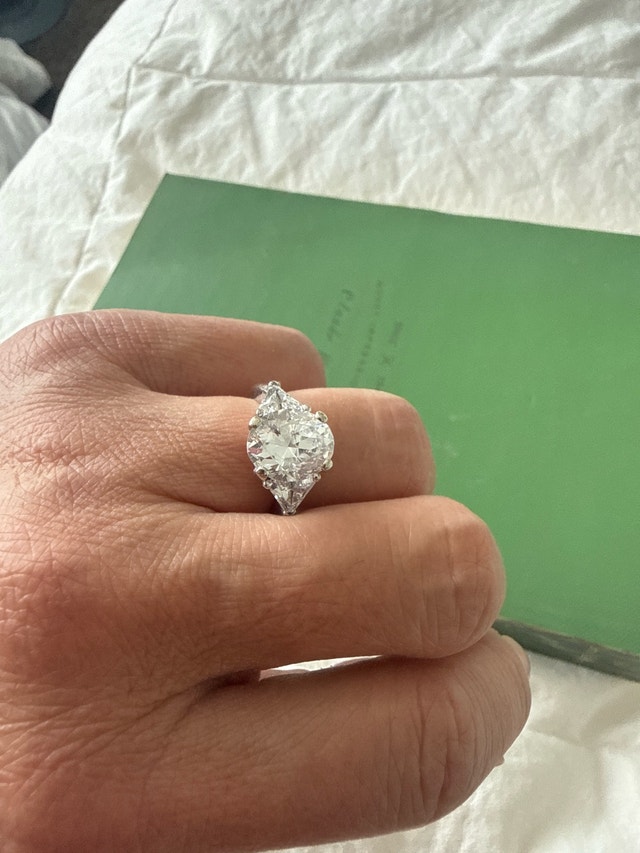 14k 3.5 Carat Oval Hybrid Diamond Engagement Ring