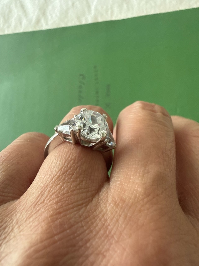 14k 3.5 Carat Oval Hybrid Diamond Engagement Ring - photo 2