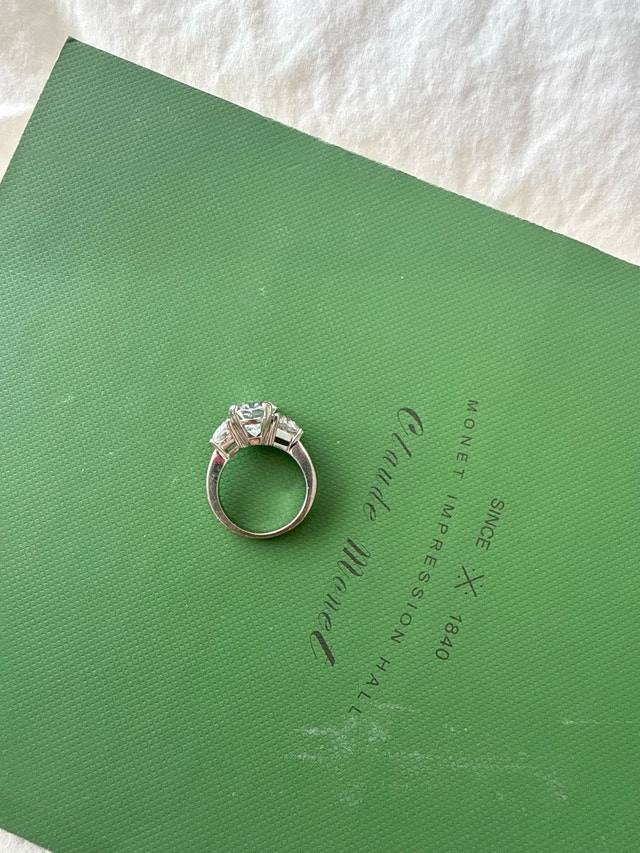 14k 3.5 Carat Oval Hybrid Diamond Engagement Ring - photo 3