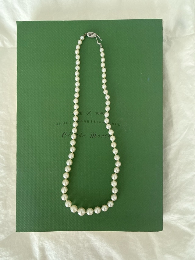 Genuine Pearl necklace choker 10k white gold