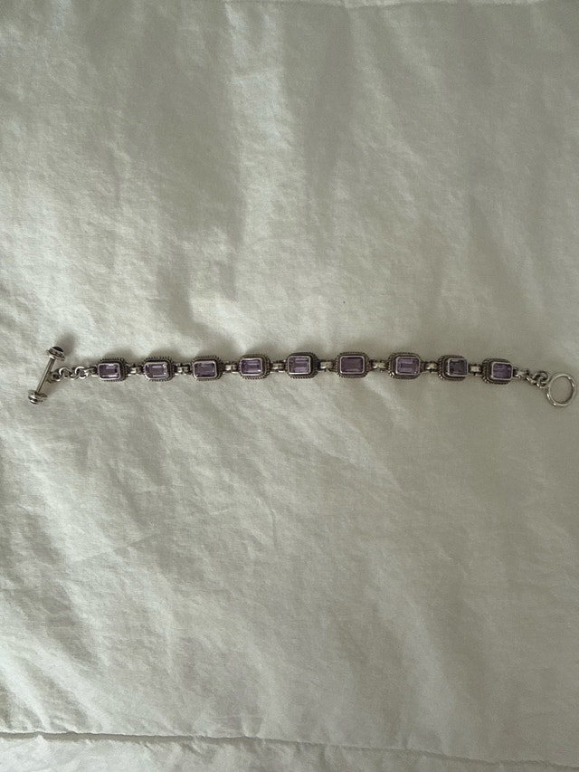 Sterling Silver Amethyst Toggle Bracelet