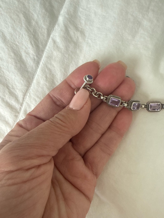 Sterling Silver Amethyst Toggle Bracelet - photo 2