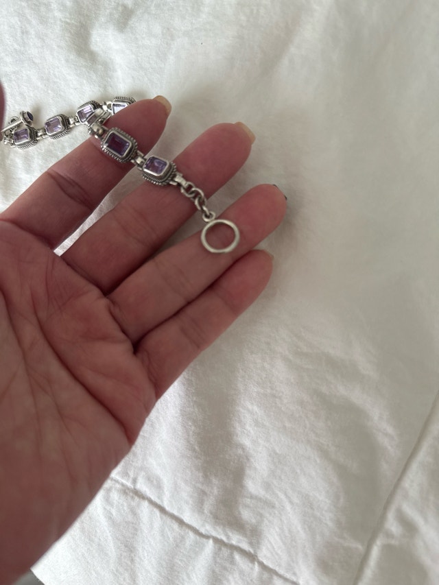 Sterling Silver Amethyst Toggle Bracelet - photo 3
