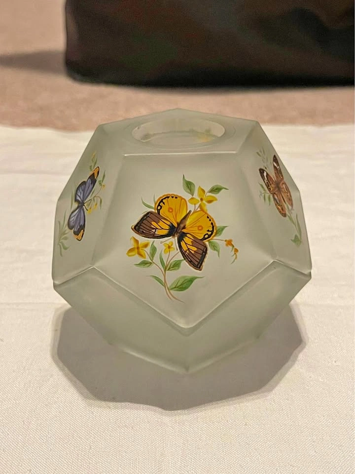 Westmoreland Butterfly Fairy Lamp Satin Glass Mid Century